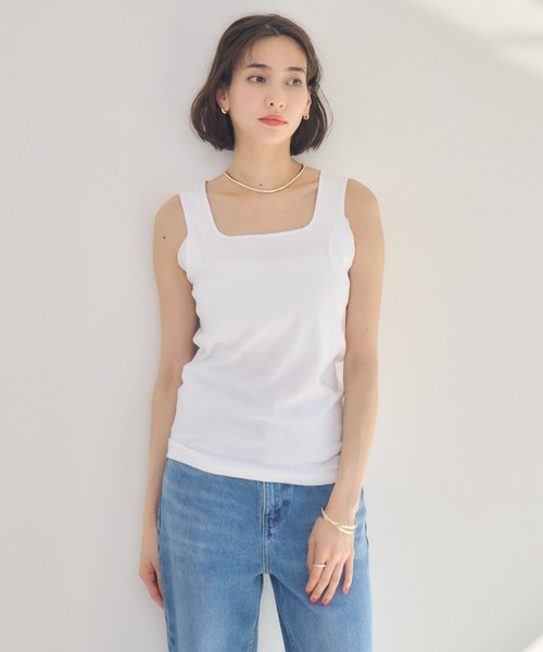 KATHARINE ROSS(キャサリンロス)の「【KATHARINE ROSS】【Made in Japan】ファッションアドバイザー監修!サラリストスクエアタンクトップ(タンクトップ・レディース・ホワイト/ブラック・MEDIUM)」の10枚目の写真