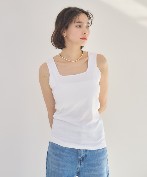 KATHARINE ROSS(キャサリンロス)の「【KATHARINE ROSS】【Made in Japan】ファッションアドバイザー監修!サラリストスクエアタンクトップ(タンクトップ・レディース・ホワイト/ブラック・MEDIUM)」の12枚目の写真