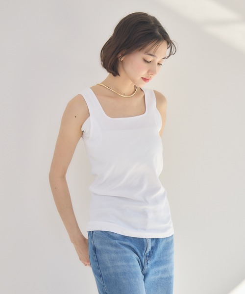 KATHARINE ROSS(キャサリンロス)の「【KATHARINE ROSS】【Made in Japan】ファッションアドバイザー監修!サラリストスクエアタンクトップ(タンクトップ・レディース・ホワイト/ブラック・MEDIUM)」の13枚目の写真