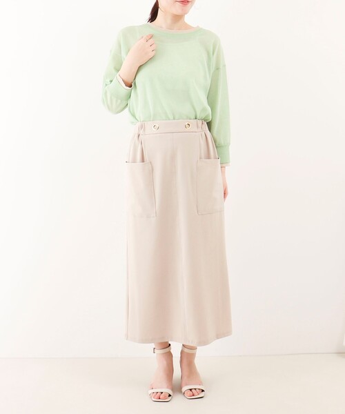 MICO COULIER（ミコクリエ）の「CICA配合サークルストレッチスカート（スカート・レディース・ベージュ/ブラック・38/36）」の3枚目の写真