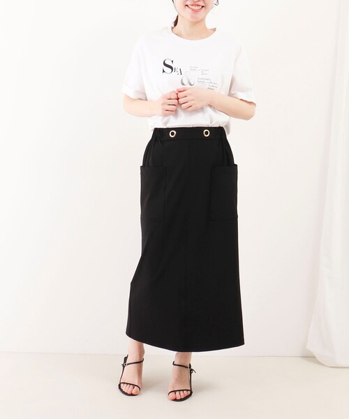 MICO COULIER（ミコクリエ）の「CICA配合サークルストレッチスカート（スカート・レディース・ベージュ/ブラック・38/36）」の6枚目の写真