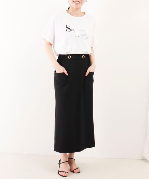 MICO COULIER（ミコクリエ）の「CICA配合サークルストレッチスカート（スカート・レディース・ベージュ/ブラック・38/36）」の7枚目の写真