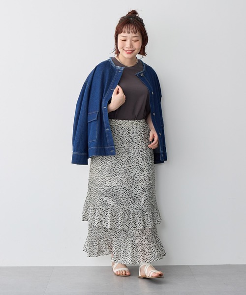 anyfee(エニフィー)の「【anyfee/プラスサイズ】シフォンティアードスカート《新色追加》(スカート・レディース・ブラック/アイボリー/ブラック系その他・3L/LL/5L/4L)」の12枚目の写真