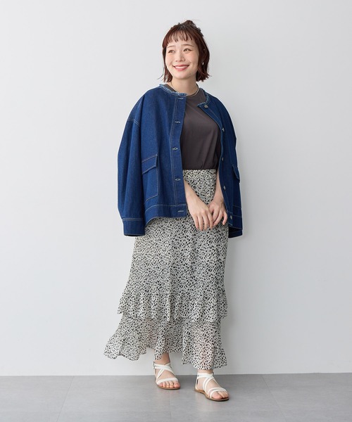 anyfee(エニフィー)の「【anyfee/プラスサイズ】シフォンティアードスカート《新色追加》(スカート・レディース・ブラック/アイボリー/ブラック系その他・3L/LL/5L/4L)」の11枚目の写真