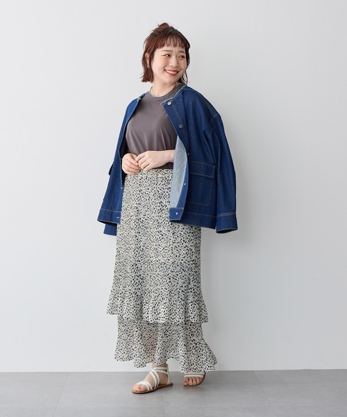 anyfee(エニフィー)の「【anyfee/プラスサイズ】シフォンティアードスカート《新色追加》(スカート・レディース・ブラック/アイボリー/ブラック系その他・3L/LL/5L/4L)」の9枚目の写真
