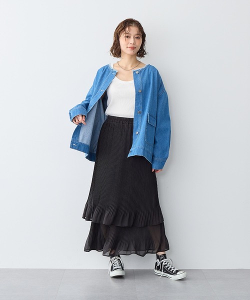 anyfee(エニフィー)の「【anyfee/プラスサイズ】シフォンティアードスカート《新色追加》(スカート・レディース・ブラック/アイボリー/ブラック系その他・3L/LL/5L/4L)」の8枚目の写真