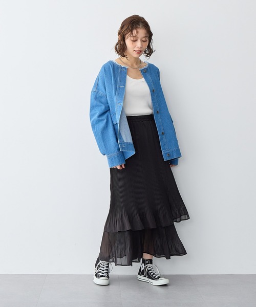 anyfee(エニフィー)の「【anyfee/プラスサイズ】シフォンティアードスカート《新色追加》(スカート・レディース・ブラック/アイボリー/ブラック系その他・3L/LL/5L/4L)」の7枚目の写真
