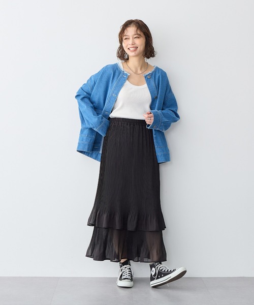 anyfee(エニフィー)の「【anyfee/プラスサイズ】シフォンティアードスカート《新色追加》(スカート・レディース・ブラック/アイボリー/ブラック系その他・3L/LL/5L/4L)」の6枚目の写真