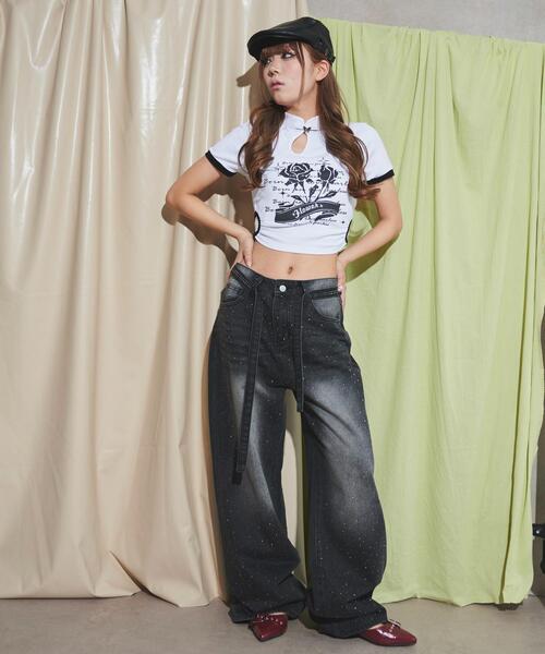 WEGO(ウィゴー)の「DISPARK/ピンSETローズカットアウトT(Tシャツ/カットソー・レディース・ブラック/ホワイト・FREE)」の17枚目の写真