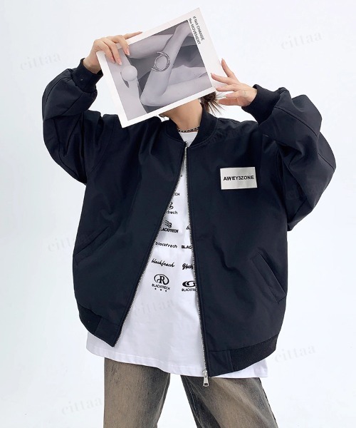 Dalfwin(ダールフィン)の「秋アウター ショート丈 AWEY3ZONEラベルデザインMA-1ブルゾン(MA-1・レディース・ブラック・LARGE/MEDIUM/X-LARGE)」の8枚目の写真