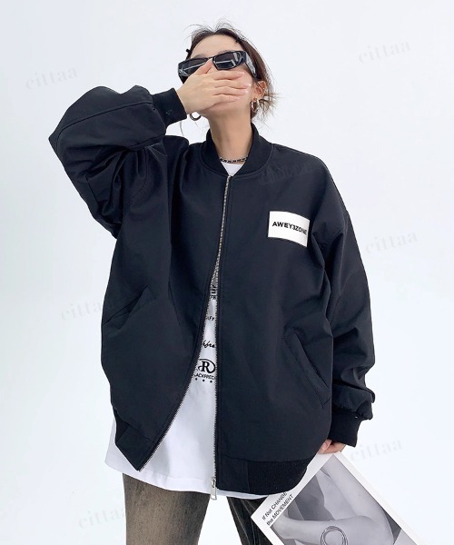 Dalfwin(ダールフィン)の「秋アウター ショート丈 AWEY3ZONEラベルデザインMA-1ブルゾン(MA-1・レディース・ブラック・LARGE/MEDIUM/X-LARGE)」の7枚目の写真