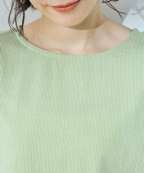 DECOY SINCE 1981(デコイシンスイチキュウハチイチ)の「【2025年春夏】パフスリーブストライププルオーバー(Tシャツ/カットソー・レディース・ブルー/ネイビー/グリーン・M/L/LL/3L/4L)」の6枚目の写真