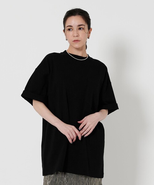 「BEAUTY&YOUTH UNITED ARROWS」 長袖カットソー FREE ブラック レディース セール】コットン ポケット ビッグTシャツ（Tシャツ/カットソー