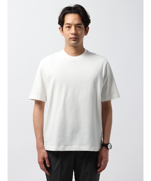 SUIT SQUARE（スーツスクエア）の「オフィT Tシャツ 半袖 ウォッシャブル プレーティング鹿の子（Tシャツ/カットソー・メンズ・ホワイト系/ブラック系/グレー系/ブルー系・LL/3L/S/M/L）」の5枚目の写真