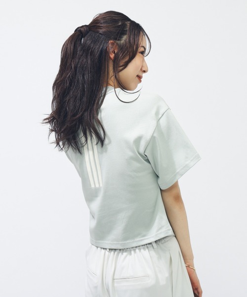 adidas（アディダス）の「【別注】アディダス adidas W LUX CA クロップドTシャツ AP 限定コラボ（Tシャツ/カットソー・レディース・グリーン/ホワイト/ベビーピンク・S/M/L/XL）」の18枚目の写真