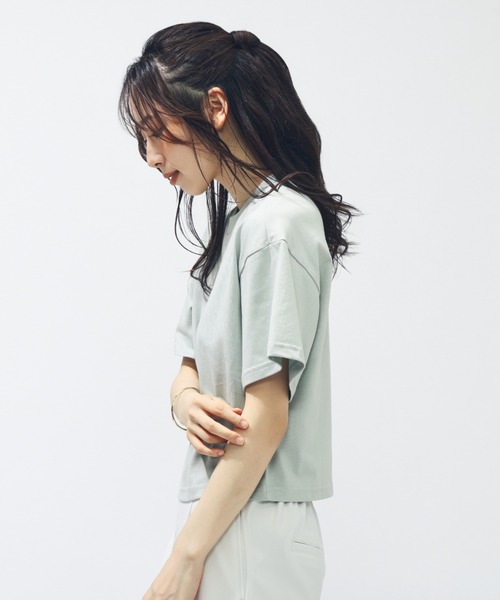 adidas（アディダス）の「【別注】アディダス adidas W LUX CA クロップドTシャツ AP 限定コラボ（Tシャツ/カットソー・レディース・グリーン/ホワイト/ベビーピンク・S/M/L/XL）」の19枚目の写真