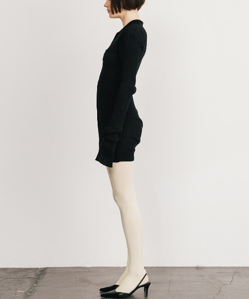 CREDONA（クレドナ）の「KNIT BUSTIER LONG  SHIRTS/ニットビスチェロングシャツ（ニット/セーター・レディース・ブラック/ベージュ/イエロー・FREE）」の10枚目の写真