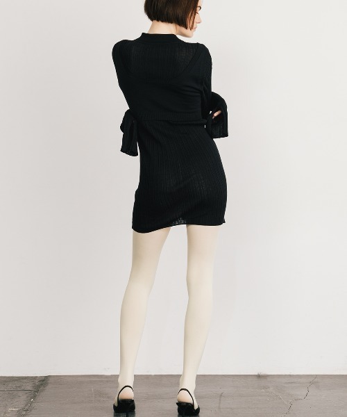 CREDONA（クレドナ）の「KNIT BUSTIER LONG  SHIRTS/ニットビスチェロングシャツ（ニット/セーター・レディース・ブラック/ベージュ/イエロー・FREE）」の12枚目の写真