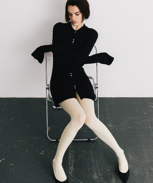 CREDONA（クレドナ）の「KNIT BUSTIER LONG  SHIRTS/ニットビスチェロングシャツ（ニット/セーター・レディース・ブラック/ベージュ/イエロー・FREE）」の11枚目の写真