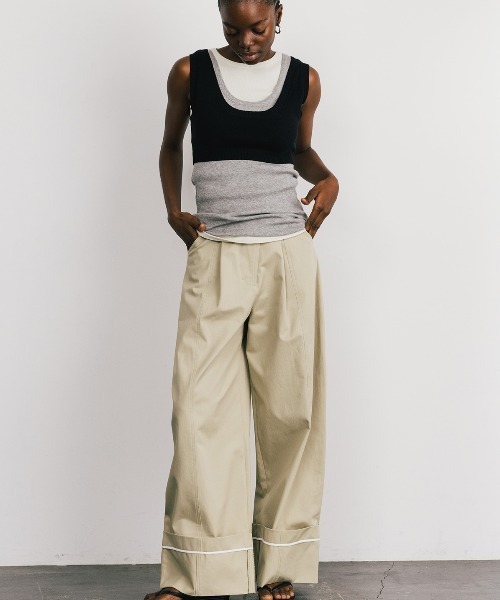 CREDONA（クレドナ）の「KNIT BUSTIER LONG  SHIRTS/ニットビスチェロングシャツ（ニット/セーター・レディース・ブラック/ベージュ/イエロー・FREE）」の15枚目の写真