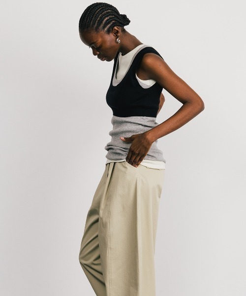 CREDONA（クレドナ）の「KNIT BUSTIER LONG  SHIRTS/ニットビスチェロングシャツ（ニット/セーター・レディース・ブラック/ベージュ/イエロー・FREE）」の16枚目の写真