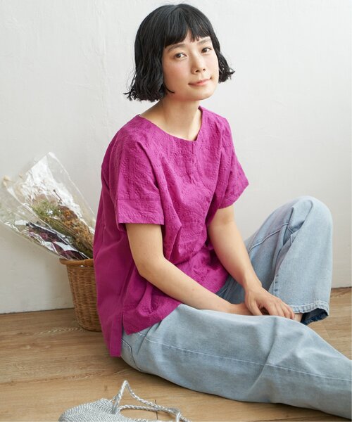 LBC（エルビーシー）の「ペイズリー刺繍ブラウス（シャツ/ブラウス・レディース・ネイビー/ホワイト/イエロー系その他/ターコイズブルー/グレー/チャコール/レッドパープル・M/L）」の8枚目の写真