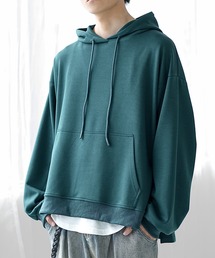 【MinoriTY】さら艶ポンチ素材オーバーサイズスナップボタンサイドオープンパーカー メンズ プルパーカー プルオーバー 春服