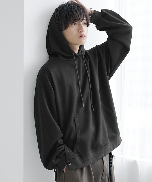 MinoriTY】さら艶ポンチ素材オーバーサイズスナップボタンサイド