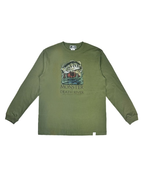 NOTHINKER(ノーシンカー)の「MONSTER OF DEATH RIVER Long T-shirt(Tシャツ/カットソー・メンズ・オリーブ/ヘザーグレー・X-LARGE/LARGE/MEDIUM/SMALL/XX-LARGE)」の2枚目の写真
