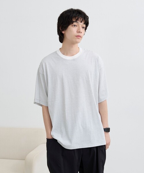 RONEL(ロネル)の「【RONEL】ミジンボーダーT(Tシャツ/カットソー・メンズ・ブラック/ライム/ホワイト・XL/L/S/M)」の19枚目の写真