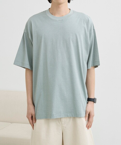 RONEL(ロネル)の「【RONEL】ミジンボーダーT(Tシャツ/カットソー・メンズ・ブラック/ライム/ホワイト・XL/L/S/M)」の17枚目の写真