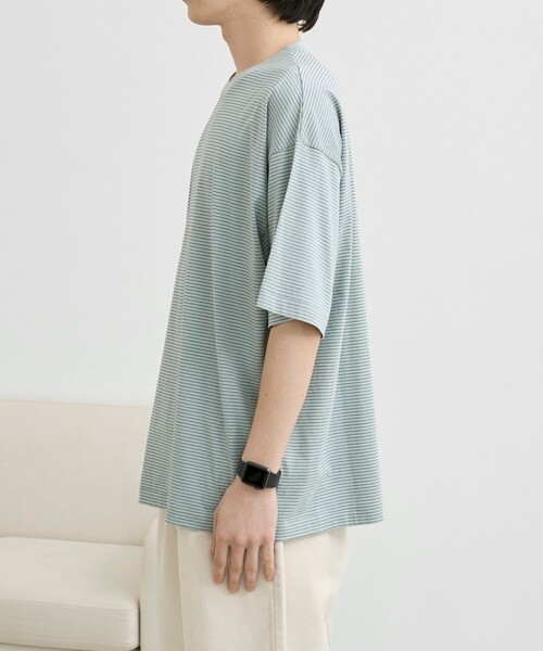 RONEL(ロネル)の「【RONEL】ミジンボーダーT(Tシャツ/カットソー・メンズ・ブラック/ライム/ホワイト・XL/L/S/M)」の16枚目の写真