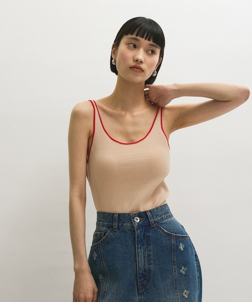 ADAM ET ROPE'（アダムエロペ）の「カラーブレードニットタンクトップ（タンクトップ・レディース・ブラック/ブラウン系その他/ベージュ系その他・FREE）」の3枚目の写真