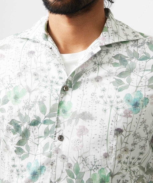 MICHEL KLEIN HOMME (ミッシェルクランオム)の「《日本製》フラワー柄半袖シャツ(シャツ/ブラウス・メンズ・ホワイト/ブルー・MEDIUM/LARGE/X-LARGE)」の11枚目の写真