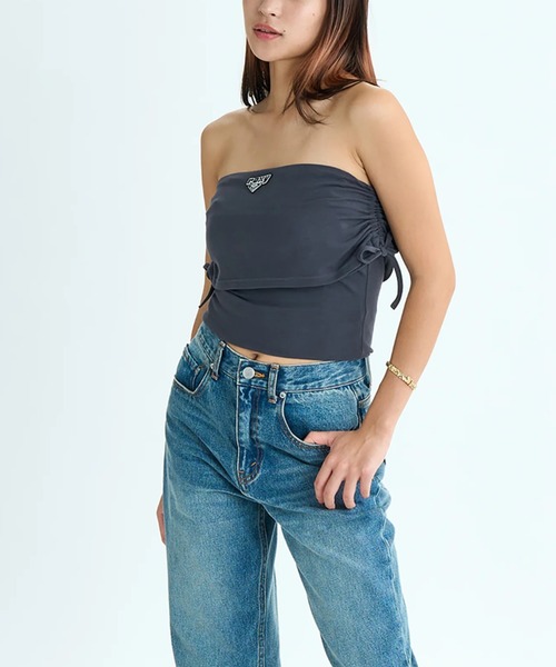ROXY（ロキシー）の「【ROXY/ロキシー】25SS REWIND/ショート丈(短丈)シャーリングオフショルダートップス（Tシャツ/カットソー・レディース・パープル/ブラック/ホワイト・LARGE/MEDIUM/SMALL）」の20枚目の写真