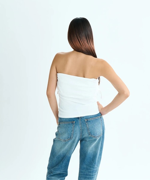 ROXY（ロキシー）の「【ROXY/ロキシー】25SS REWIND/ショート丈(短丈)シャーリングオフショルダートップス（Tシャツ/カットソー・レディース・パープル/ブラック/ホワイト・LARGE/MEDIUM/SMALL）」の6枚目の写真
