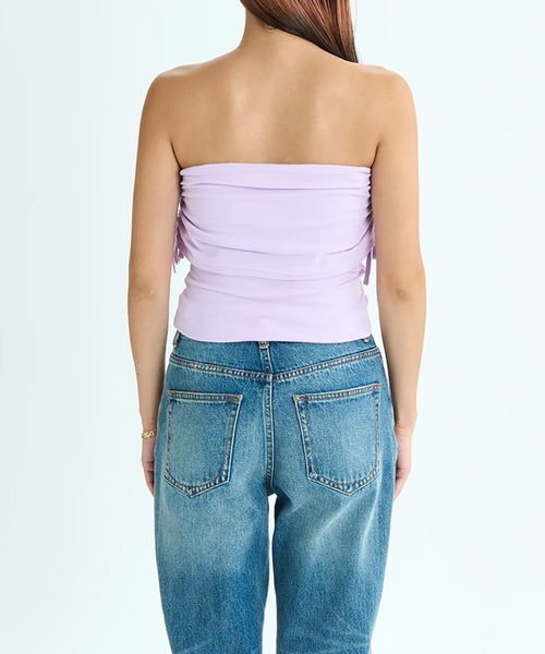 ROXY（ロキシー）の「【ROXY/ロキシー】25SS REWIND/ショート丈(短丈)シャーリングオフショルダートップス（Tシャツ/カットソー・レディース・パープル/ブラック/ホワイト・LARGE/MEDIUM/SMALL）」の13枚目の写真