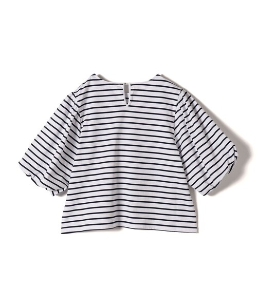 SHIPS Colors(シップス カラーズ)の「SHIPS Colors:〈洗濯機可能〉カラー ボーダー ギャザー スリーブ プルオーバー(Tシャツ/カットソー・レディース・ピンク/グリーン/ネイビー・ONE SIZE)」の7枚目の写真