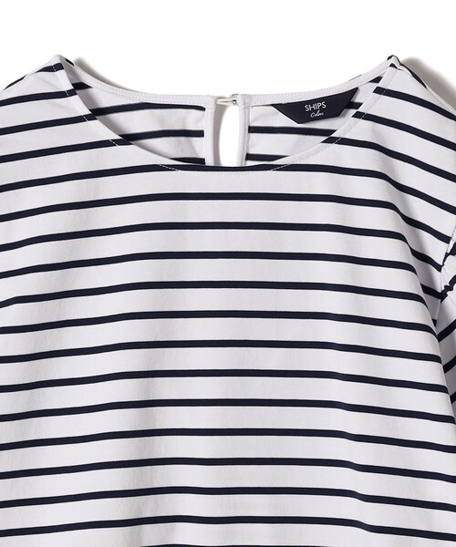 SHIPS Colors(シップス カラーズ)の「SHIPS Colors:〈洗濯機可能〉カラー ボーダー ギャザー スリーブ プルオーバー(Tシャツ/カットソー・レディース・ピンク/グリーン/ネイビー・ONE SIZE)」の8枚目の写真