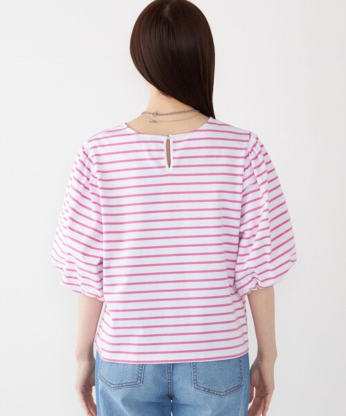 SHIPS Colors(シップス カラーズ)の「SHIPS Colors:〈洗濯機可能〉カラー ボーダー ギャザー スリーブ プルオーバー(Tシャツ/カットソー・レディース・ピンク/グリーン/ネイビー・ONE SIZE)」の17枚目の写真