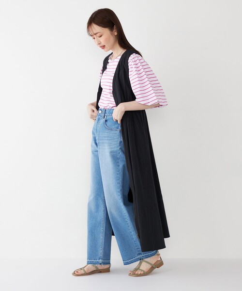 SHIPS Colors(シップス カラーズ)の「SHIPS Colors:〈洗濯機可能〉カラー ボーダー ギャザー スリーブ プルオーバー(Tシャツ/カットソー・レディース・ピンク/グリーン/ネイビー・ONE SIZE)」の20枚目の写真