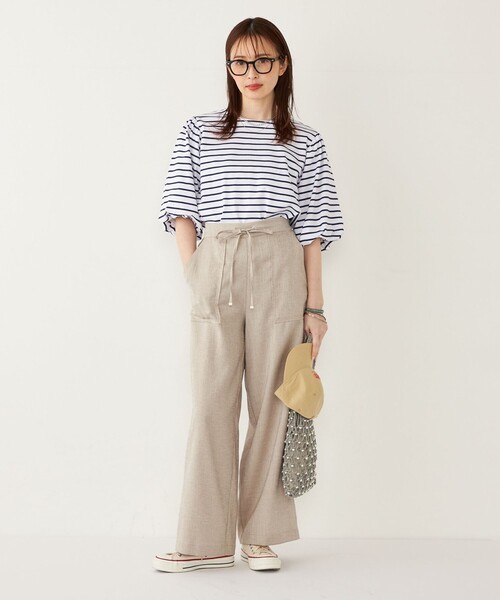 SHIPS Colors(シップス カラーズ)の「SHIPS Colors:〈洗濯機可能〉カラー ボーダー ギャザー スリーブ プルオーバー(Tシャツ/カットソー・レディース・ピンク/グリーン/ネイビー・ONE SIZE)」の21枚目の写真