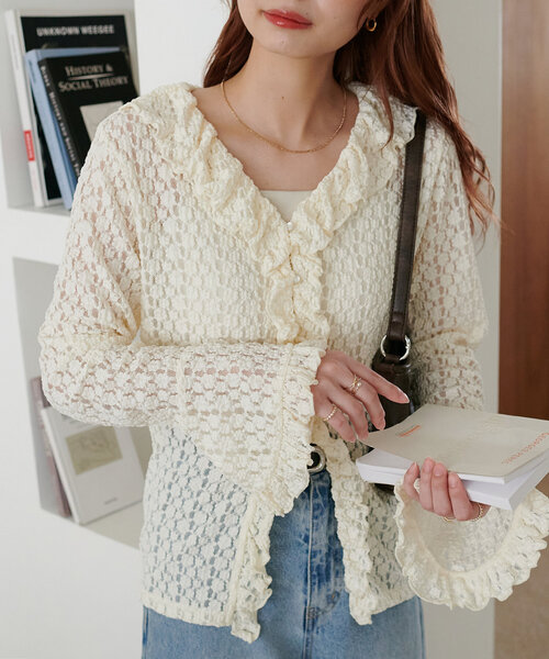 DISCOAT（ディスコート）の「レースフリルカーディガン（カーディガン