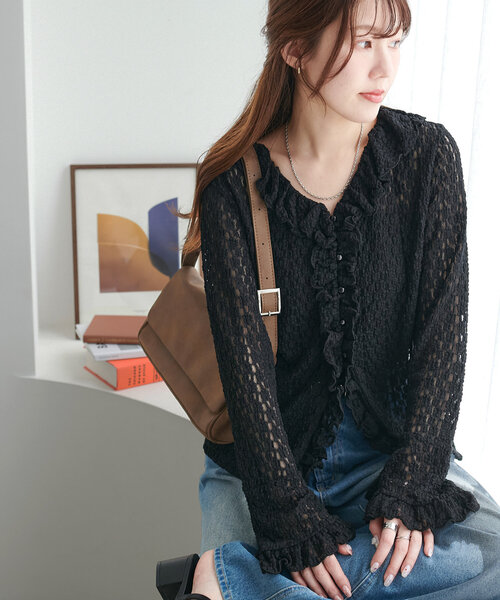 DISCOAT（ディスコート）の「レースフリルカーディガン（カーディガン/ボレロ・レディース・アイボリー/ブラック・FREE）」の17枚目の写真