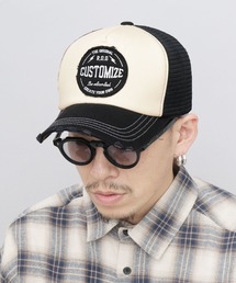 CELEB（セレブ）の「ダメージ加工 ワッペン刺繍 ウレタンメッシュキャップ（キャップ）」