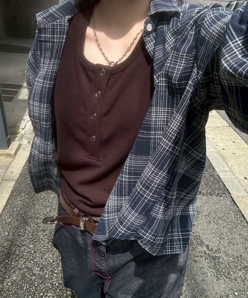 kizukiブラック ヘンリーネック Chikashitsu＋】henry neck sleeveless 2 / 【チカシツプラス