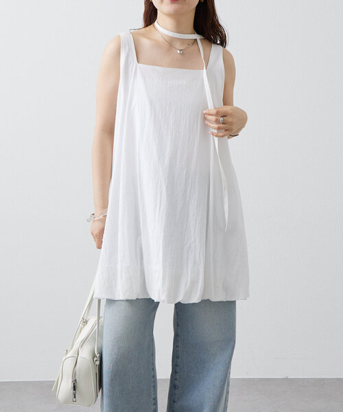 mystic(ミスティック)の「【夏の着映えアイテム/2サイズ展開】バルーンミニジャンスカ(ワンピース・レディース・ブラック/オリーブ/オフホワイト・FREE/2)」の7枚目の写真