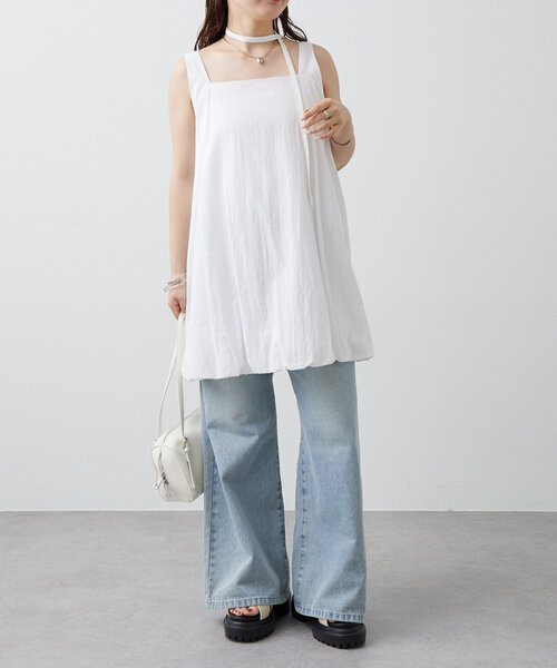 mystic(ミスティック)の「【夏の着映えアイテム/2サイズ展開】バルーンミニジャンスカ(ワンピース・レディース・ブラック/オリーブ/オフホワイト・FREE/2)」の8枚目の写真