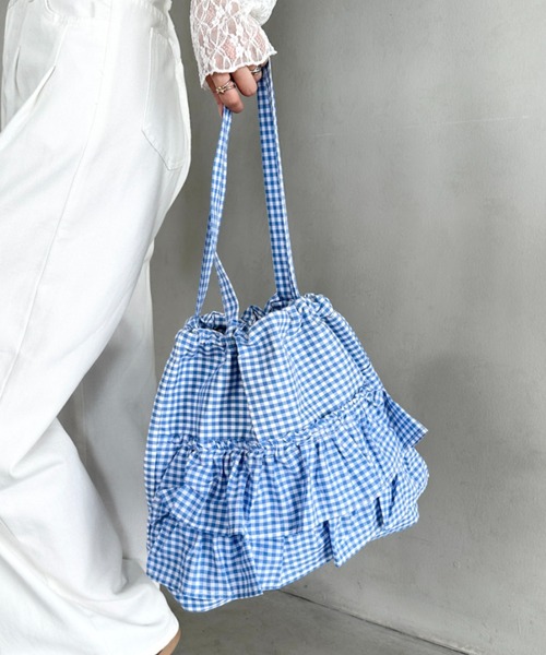 haru様オーダー フリルキルト大容量トート　ヌビバッグ風　アーカイブギンガム フリルバッグ Quilting Frill Bebe【ギンガム】 | BAG