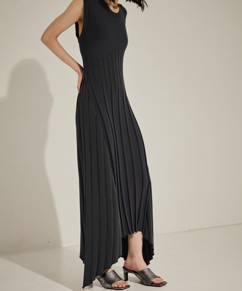 CINOH　チノ　ワンピース CINOH/チノ】BLACK FORMAL SLIT SLEEVE DRESS/ブラック